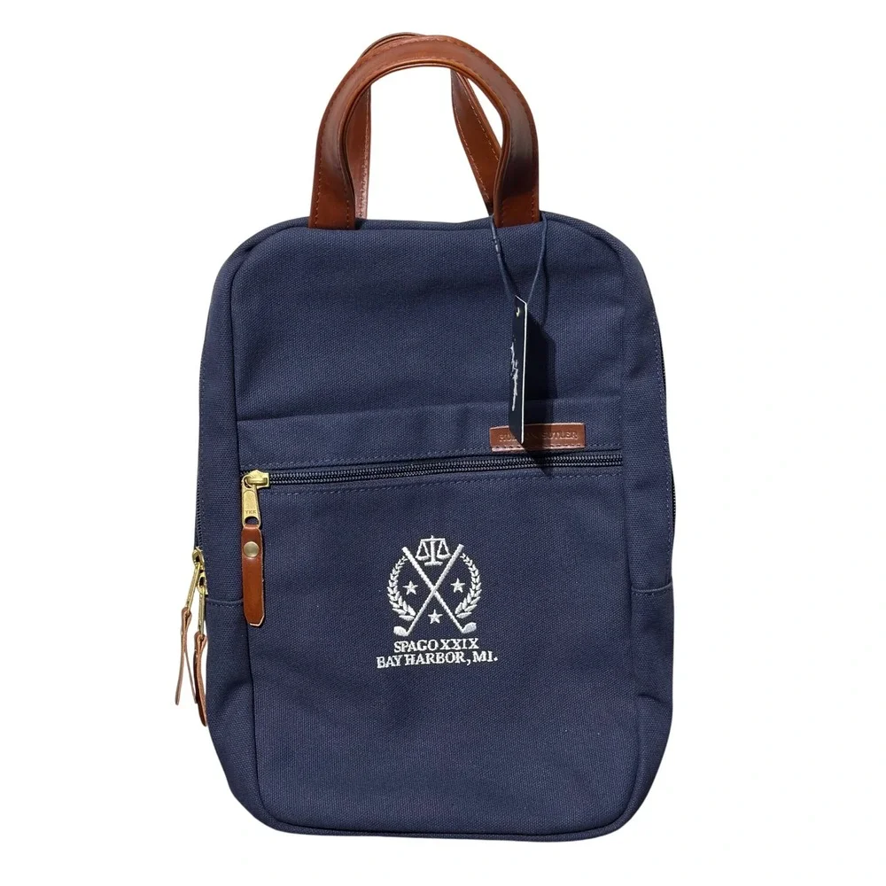 Hudson Sutler Sutter Shoe Bag Unisex OS Navy Blue Canvas Golf Travel Embroidered